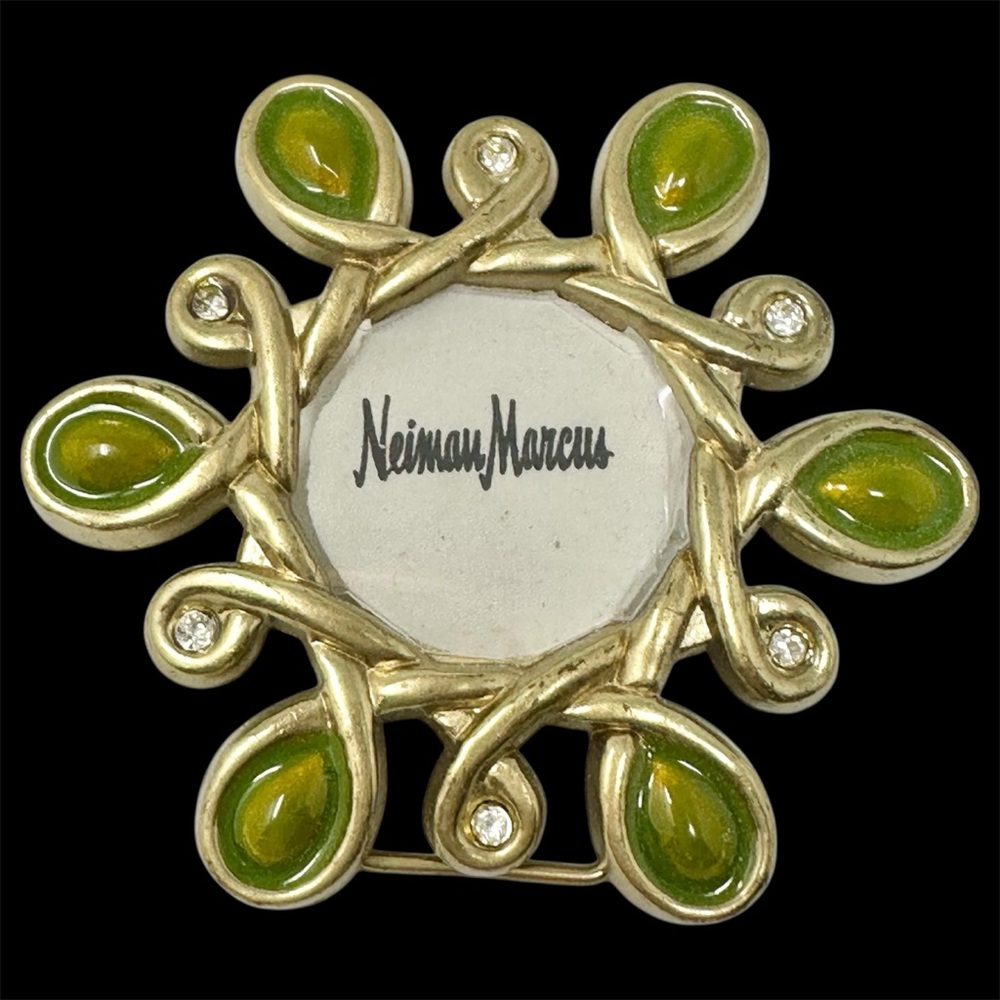 Jay Strongwater Vintage Enamel Rhinestone Brooch Clip Photo Frame Neiman Marcus